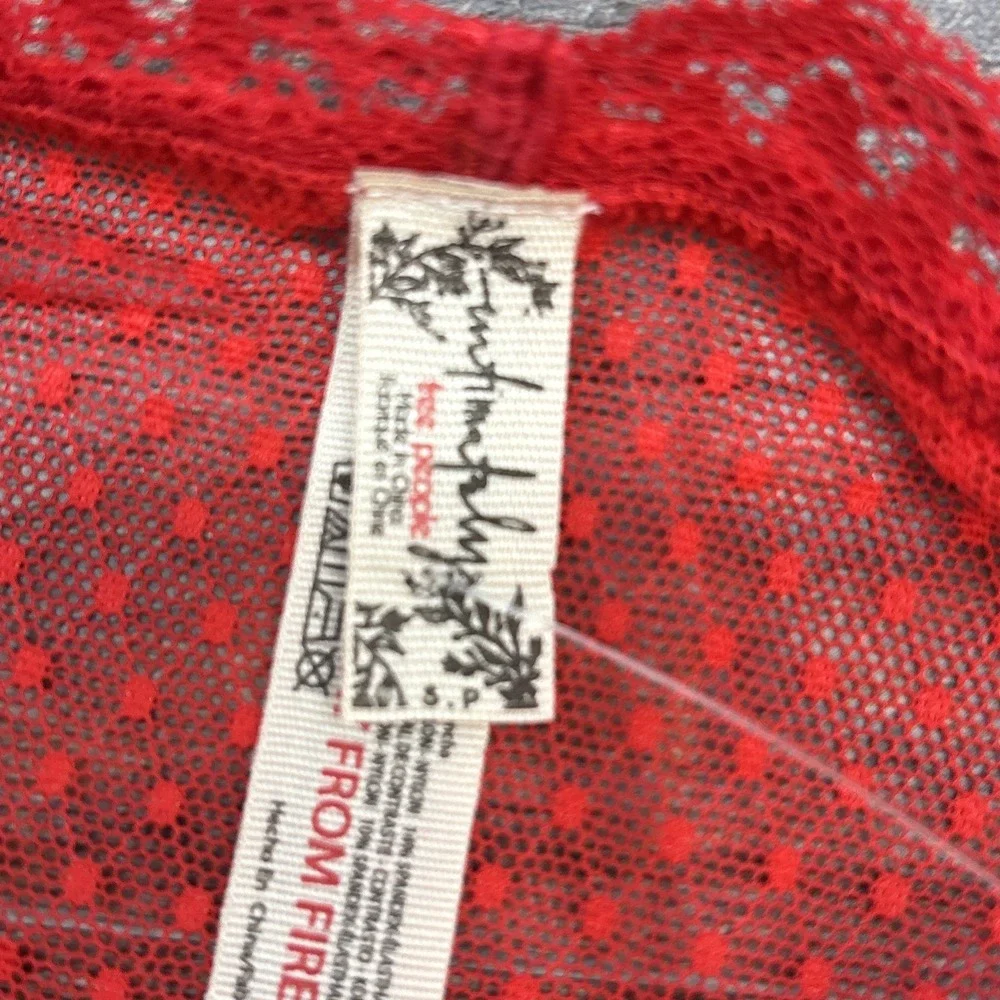 Free People‎ Intimately Mid Week Bikini Underwear Mesh Dotted Fiery Red Sz Small